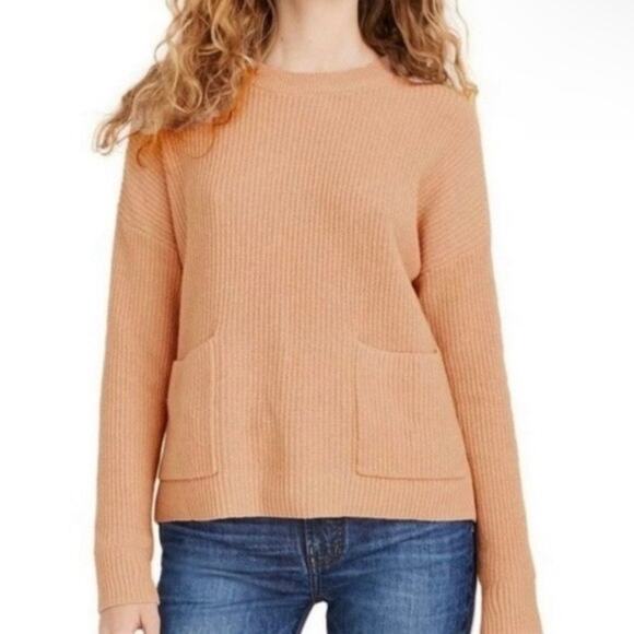 Madewell Sweaters - Madewell ribbed knit tan patch pocket pullover sweater
